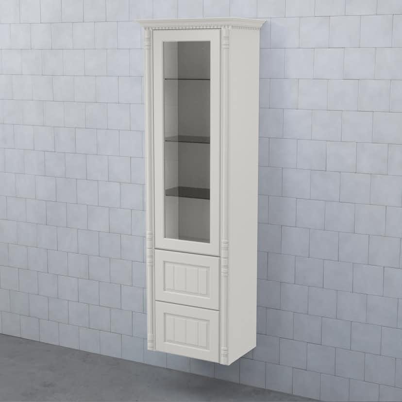 Högskåp Björbo Badrum Valhall Vitrinlucka med Två Lådor